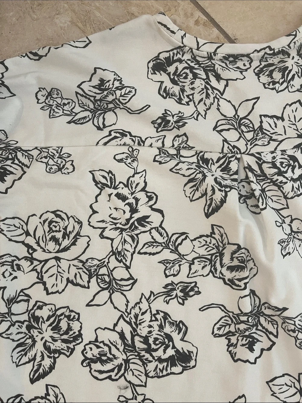 Floral Black & White Short Sleeve Tunic